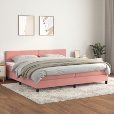 vidaXL rózsaszín bársony rugós ágy matraccal 200x200 cm ágy és ágykellék