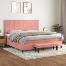 vidaXL rózsaszín bársony rugós ágy matraccal 200x200 cm ágy és ágykellék