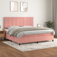 vidaXL rózsaszín bársony rugós ágy matraccal 200x200 cm ágy és ágykellék