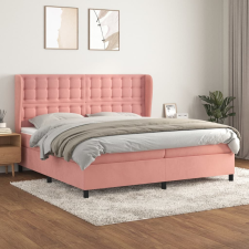 vidaXL rózsaszín bársony rugós ágy matraccal 200x200 cm ágy és ágykellék