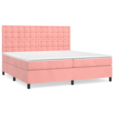 vidaXL rózsaszín bársony rugós ágy matraccal 200x200 cm (3143288) ágy és ágykellék