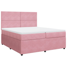 vidaXL rózsaszín bársony rugós ágy matraccal 200x200 cm (3292429) ágy és ágykellék