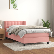 vidaXL rózsaszín bársony rugós ágy matraccal 90 x 190 cm ágy és ágykellék