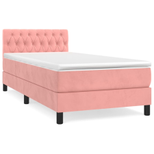vidaXL rózsaszín bársony rugós ágy matraccal 90 x 190 cm (3141460) ágy és ágykellék