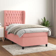 vidaXL rózsaszín bársony rugós ágy matraccal 90 x 200 cm ágy és ágykellék