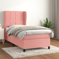 vidaXL rózsaszín bársony rugós ágy matraccal 90 x 200 cm ágy és ágykellék