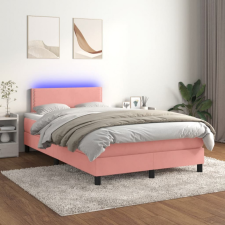 vidaXL rózsaszín bársony rugós és LED-es ágy matraccal 120x200 cm ágy és ágykellék