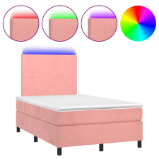 vidaXL rózsaszín bársony rugós és LED-es ágy matraccal 120x200 cm (3135998) ágy és ágykellék
