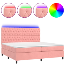 vidaXL rózsaszín bársony rugós és LED-es ágy matraccal 200x200 cm (3136328) ágy és ágykellék