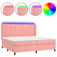 vidaXL rózsaszín bársony rugós és LED-es ágy matraccal 200x200 cm (3139588) ágy és ágykellék