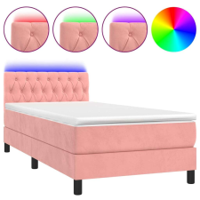 vidaXL Rózsaszín bársony rugós és led-es ágy matraccal 90x190 cm ágy és ágykellék