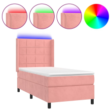 vidaXL rózsaszín bársony rugós és LED-es ágy matraccal 90x190 cm (3139540) ágy és ágykellék