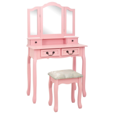 vidaXL rózsaszín császárfa fésülködőasztal-szett ülőkével 80x69x141 cm bútor