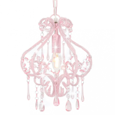 vidaXL Rózsaszín kerek mennyezeti lámpa gyöngyökkel E14 kültéri világítás