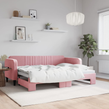 vidaXL rózsaszín kihúzható bársony heverő 80 x 200 cm ágy és ágykellék