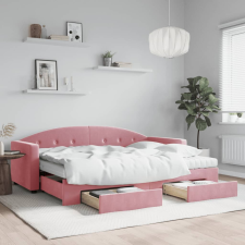 vidaXL rózsaszín kihúzható bársony heverő fiókkal 80 x 200 cm ágy és ágykellék