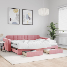 vidaXL rózsaszín kihúzható bársony heverő fiókkal 80 x 200 cm ágy és ágykellék
