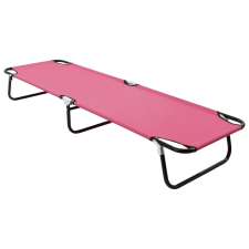 vidaXL rózsaszín összecsukható acél napozóágy kerti bútor
