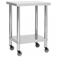 vidaXL rozsdamentes acél konyhai munkaasztal kerekekkel 60x45x85 cm bútor