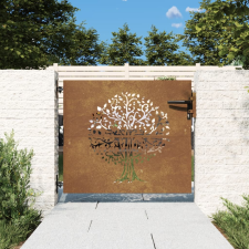 vidaXL rozsdaszínű famintás corten acél kerti kapu 85x75 cm kerti bútor
