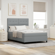 vidaXL Rugós ágy matraccal és LED világítással szürkében, 140 x 200 cm textil ágy és ágykellék