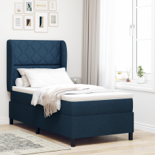 vidaXL Rugós Ágy Mattal Kék 90x200 cm Szövet ágy és ágykellék