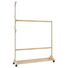 vidaXL Ruhatartó állvány kampókkal kerekekkel 100x35x157 cm bambuszból bútor