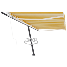 vidaXL sárga és fehér automata póznás napellenző 500 x 350 cm kerti bútor