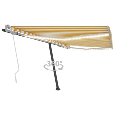 vidaXL sárga és fehér kézzel kihúzható LED-es napellenző 450 x 300 cm kerti bútor