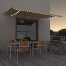 vidaXL sárga és fehér kézzel kihúzható LED-es napellenző 500 x 350 cm kerti bútor