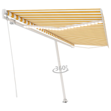 vidaXL sárga és fehér kézzel kihúzható LED-es napellenző 500 x 350 cm kerti bútor