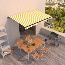 vidaXL sárga és fehér kézzel kihúzható napellenző 450 x 350 cm kerti bútor