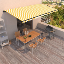 vidaXL sárga és fehér kézzel kihúzható napellenző 600 x 350 cm kerti bútor