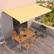 vidaXL Sárga és fehér kézzel kihúzható napellenző 600 x 350 cm kerti bútor