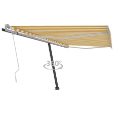 vidaXL sárga és fehér kézzel kihúzható póznás napellenző 450 x 350 cm kerti bútor