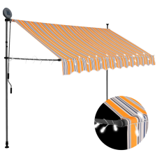 vidaXL sárga és kék kézzel kihúzható LED-es napellenző 250 cm kerti bútor