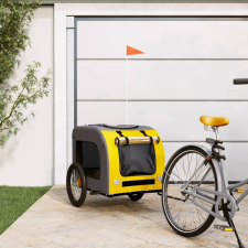 vidaXL sárga és szürke szövet és vas kutyaszállító kerékpár utánfutó szállítóbox, fekhely kutyáknak