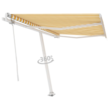 vidaXL sárga-fehér automata póznás napellenző 300 x 250 cm kerti bútor