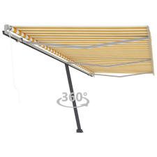 vidaXL sárga-fehér automata póznás napellenző 600 x 350 cm kerti bútor