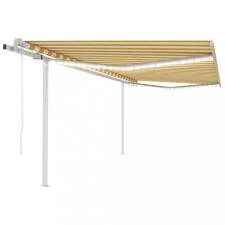 vidaXL Sárga-fehér automata szélérzékelős és LED-es napellenző 4,5x3 m (3069973) kerti bútor