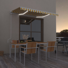 vidaXL sárga-fehér szélérzékelős és LED-es napellenző 350 x 250 cm kerti bútor