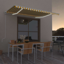 vidaXL Sárga-fehér szélérzékelős és LED-es napellenző 450 x 300 cm kerti bútor