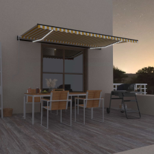 vidaXL sárga-fehér szélérzékelős és LED-es napellenző 500 x 300 cm kerti bútor