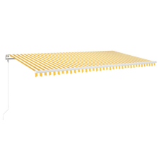 vidaXL sárga-fehér szélérzékelős és LED-es napellenző 600x300 cm (3068973) kerti bútor
