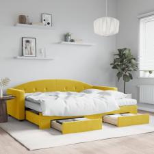 vidaXL sárga kihúzható bársony heverő fiókkal 80 x 200 cm ágy és ágykellék