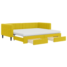 vidaXL sárga kihúzható bársony heverő fiókkal 90 x 200 cm (3196768) ágy és ágykellék