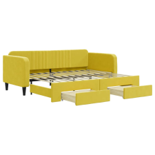 vidaXL sárga kihúzható bársony heverő fiókkal 90 x 200 cm (3197116) ágy és ágykellék