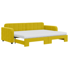 vidaXL sárga kihúzható bársony heverő matraccal 80 x 200 cm (3196951) ágy és ágykellék