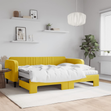 vidaXL sárga kihúzható bársony heverő matraccal 90 x 200 cm ágy és ágykellék
