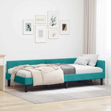 vidaXL Sarok Ágykeret Türkiz 100 x 200 cm Bársony és Mérnökölt fa ágy és ágykellék